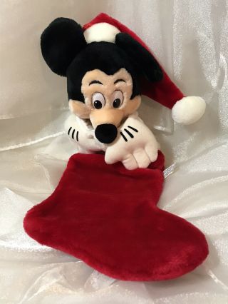 Disneyland Walt Disney World Mickey Mouse Peeking Christmas Red Stocking