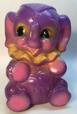 Purple Elephant Bank Dreamland Creation Rubber Squeeze Toy 1969 Whimsical