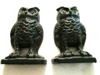 Cast Iron Owl Bookend Pair Emig 1546 Black Collectible Book End