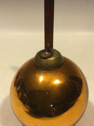 Vintage German Christmas Ornament - GOLD KUGEL BALL 4” Dia.  Mercury Glass 2