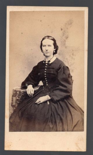 Civil War Era Cdv Photo Of Lady In Mourning Dress By A M Mckenney Of Portland Me
