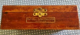 National Cash Register Supplies Wooden Box