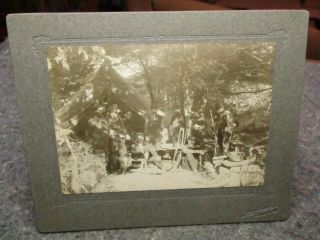 Vintage Photograph/hunters/several Shotguns,  2 Dogs/hunting Party Or Posse/tent,