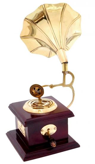 Vintage Antique Brass Gramophone Phonograph Collectible Vintage Dummy Gramophone 2