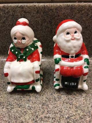 Geo Z Lefton China Santa And Mrs Claus Rocking Chairs Salt & Pepper Shakers 1984
