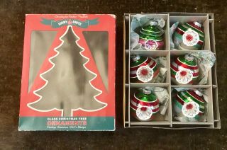 Christopher Radko Shiny Brite Bright Christmas Tree Ornaments Mixed Set Of 6