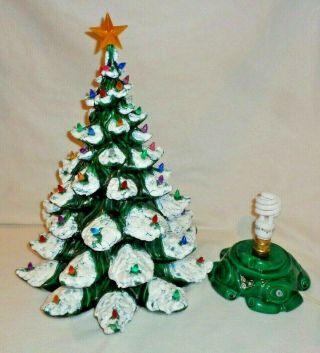 Vintage 1960 ' s Ceramic Christmas Tree Musical ' Silent Night ' Snow Tipped 25 