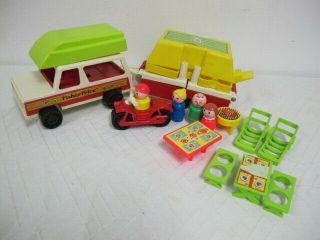Vintage Fisher Price Play Family Car Pop Up Camper 992 Complete 1972