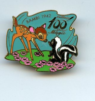 Disney Japan 100 Years Of Magic Bambi Flower Skunk First Meeting Le Pin & Card