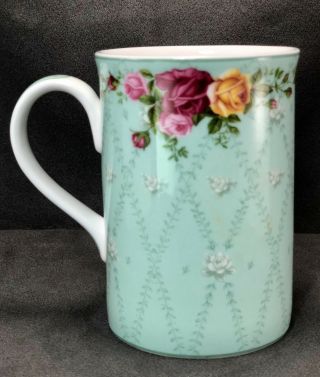 Royal Albert Old Country Roses Peppermint Damask Coffee Mug Tea Cup Floral Green