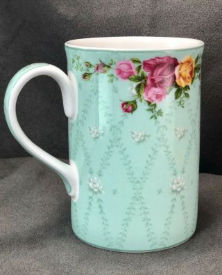 Royal Albert Old Country Roses Peppermint Damask Coffee Mug Tea Cup Floral Green 2