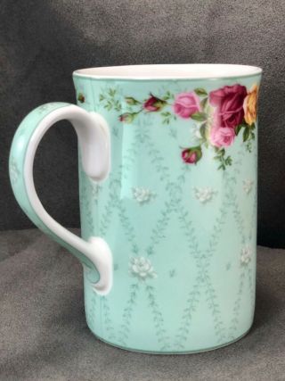 Royal Albert Old Country Roses Peppermint Damask Coffee Mug Tea Cup Floral Green 3