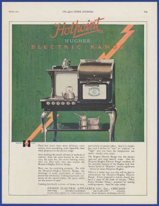 Vintage 1921 Hotpoint Hughes Electric Range Stove Oven Edison Appliance Print Ad