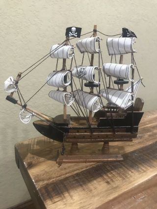 Disney Pirates Of The Caribbean Wood Model Ship