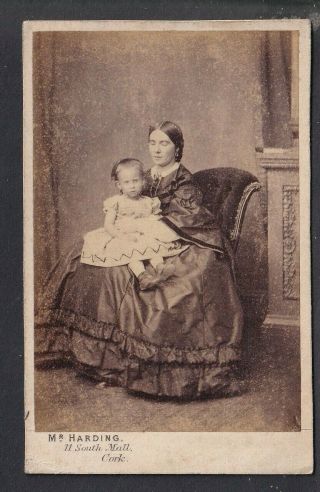 Victorian Cdv Ireland Cork Mother & Child 1862 - Photo Mr Harding,  11 South Mall