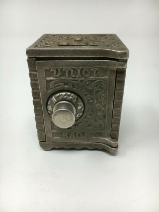 Vintage Cast Iron Union Bank Combination Lock Coin Safe Bank,  Kenton Brand