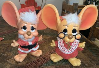 Vintage Roy Des Of Fla 1970 Santa And Mrs Clause Mouse Banks Big Ear Mice