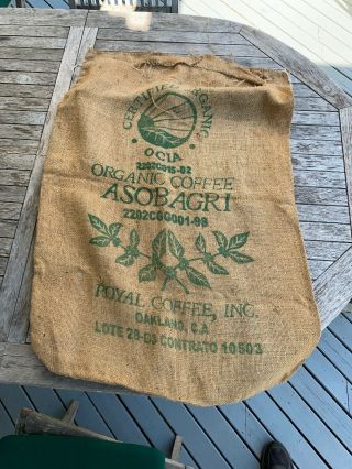 Vintage Burlap Coffee Bag From California