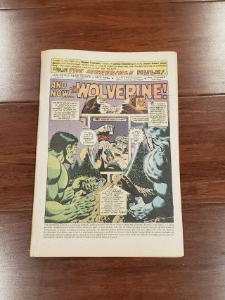 Incredible Hulk 181 Vol 1 Coverless Incomplete 1st Wolverine No Marvel Stamp