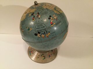 Vintage Walt Disney World Globe Rand Mcnally Mickey Mouse Donald Duck 1948 - 1950