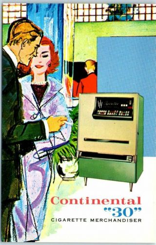 1950s Cigarette Machine Advertising Postcard " The Continental 30 " Coin - Op