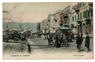 Greece Turkey Izmir Smyrna Souvenir De Smyrne Vue Des Quais Men Trolley Postcard