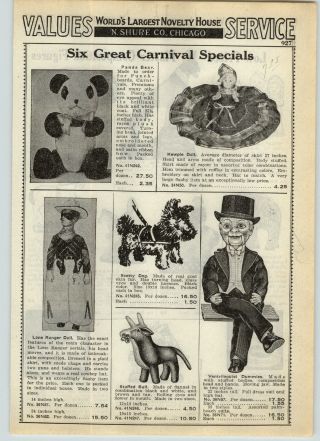 1939 Paper Ad Lone Ranger Doll Ventriloquist Dummie Kewpie Dolls Panda Bear