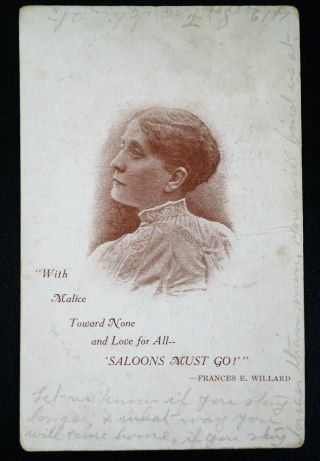 1908 Postcard Temperance Reformer & Suffragette Frances E Willard