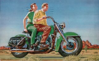 1954 Harley - Davidson Golden Anniversary Models Promotional Postcard Posted 1953
