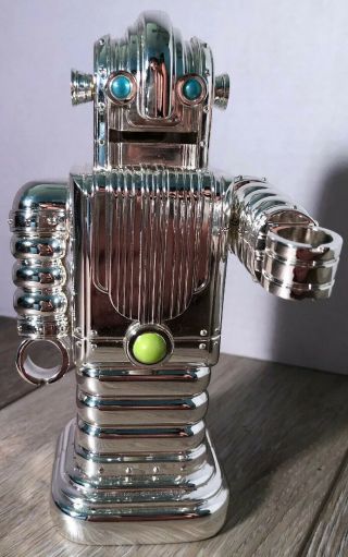 Reed & Barton Robot Penny Bank,  With Movable Arms - Silver Plated