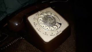 Vintage Rotary Dial Telephone Phone Gte Automatic Electric Brown Retro