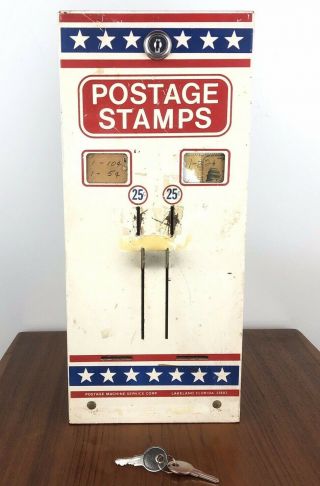 Usps Postage Stamp Dispenser Vintage Machine Service Corp W/ Keys