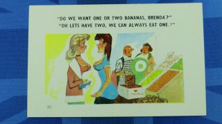 Risque Comic Postcard 1960s Big Boobs Banana Innuendo Theme