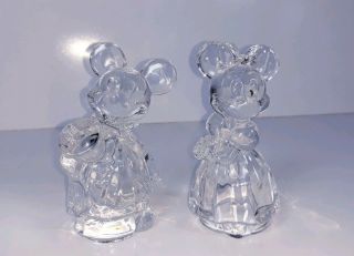Lenox Full Lead Crystal Disney Mickey And Minnie Salt And Pepper Shakers Read