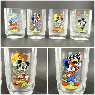 2000 Mcdonalds Walt Disney World Glass,  Set Of 4 Mickey Mouse Glasses - Pristine