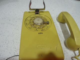 Vintage Yellow 1960 Bell - Western Electric Rotary Dial Wall Telephone Ab 554