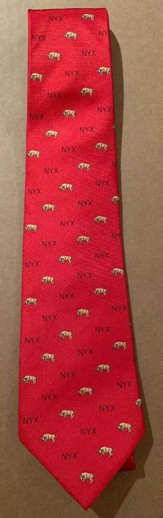 Red Men’s Tie - York Stock Exchange Nyse With “nyx” & Gold Bull’s.  100 Silk