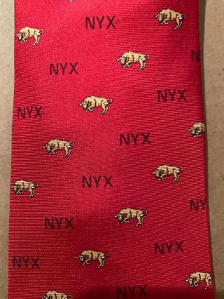 Red Men’s Tie - York Stock Exchange NYSE With “NYX” & Gold Bull’s.  100 Silk 2