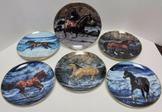 6 Danbury Spirits Horse Collector Plates By Lesley Harrison