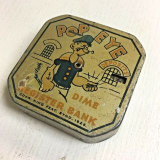 Vintage Vtg Popeye Tin Dime Register Bank 1929 Does Not Work