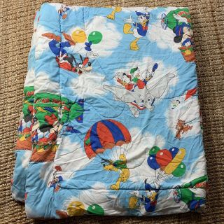 Mickey Mouse Vintage Twin Blanket Cover Hot Air Mobile Balloon Flying Dumbo Rare