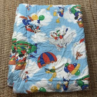 Mickey Mouse Vintage Twin Blanket Cover Hot Air Mobile Balloon Flying Dumbo RARE 2
