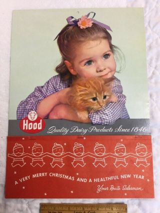 Vintage 1957 Calendar H P Hood Milk Dairy Christmas Gift From Delivery Salesman