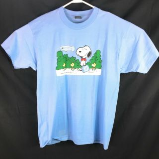Vintage Snoopy Met Life T Shirt Sports 90s Blue Cotton Sz Xl Usa