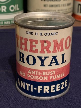 Vintage Thermo Royal Anti - Freeze Coin Bank 3 