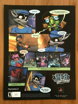 Sly 2: Band Of Thieves Ps2 Playstation 2 2004 Poster Ad Art Sly Cooper Ps3 Rare