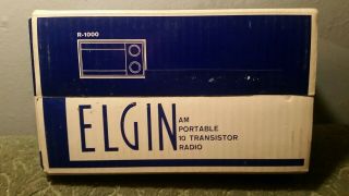 1962 Elgin 10 Transistor Am Portable Radio Model R - 1000,  With Leather Case Box