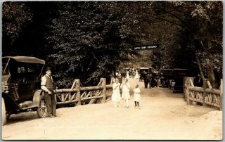 1910s Ashland,  Oregon Rppc Photo Postcard " Entrance To Auto Camp Ground "