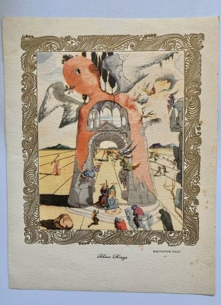 Vintage Salvador Dali Print Three Kings Surrealist Dada Hallmark