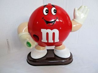 Official Red M&m Waving Hand Dispenser For M&m Candy Vintage 1991 8.  5 "